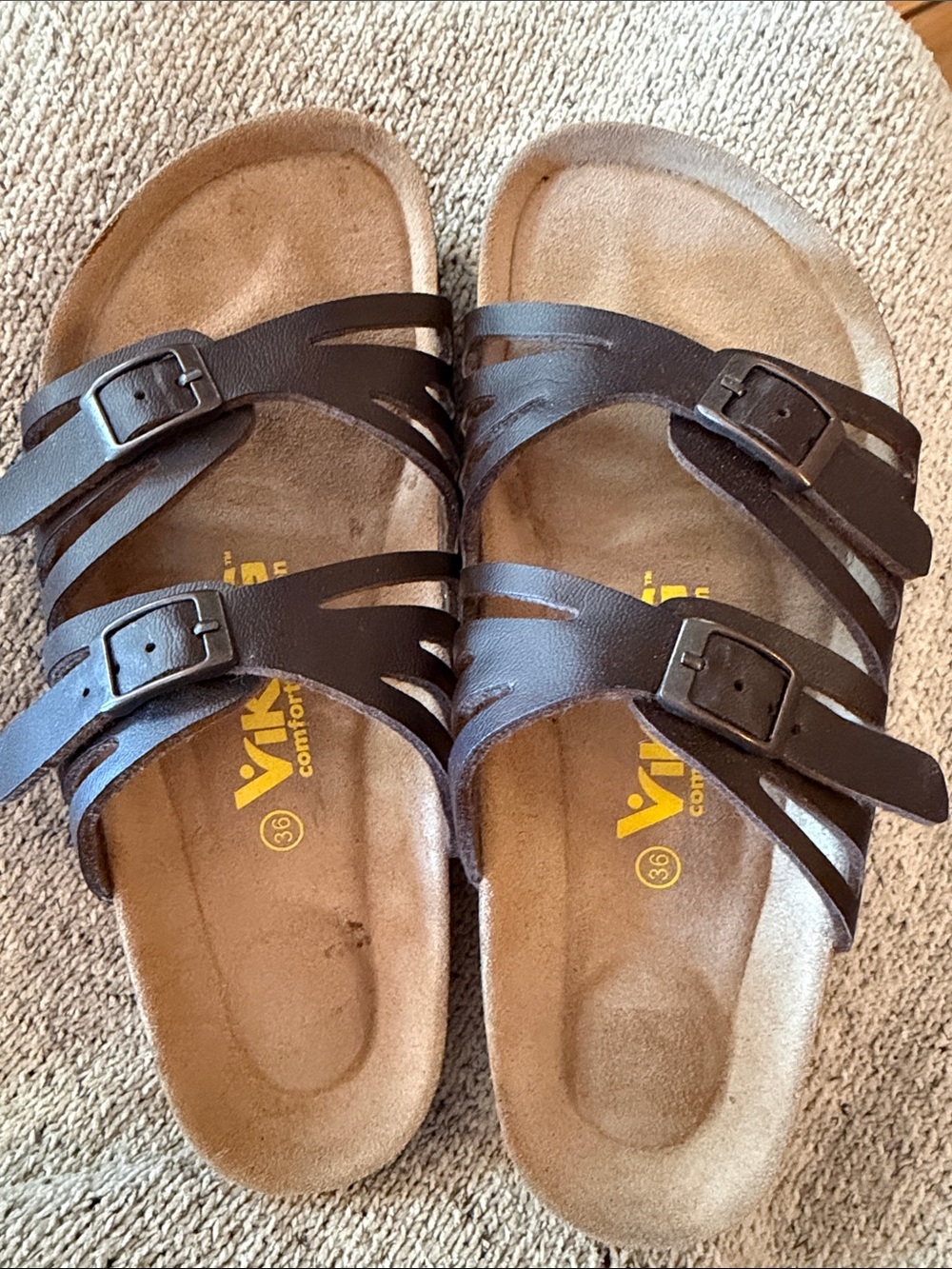 Viking Comfort Revolution slide sandals. Cork footbed. Size 35 (5 1/2 US).